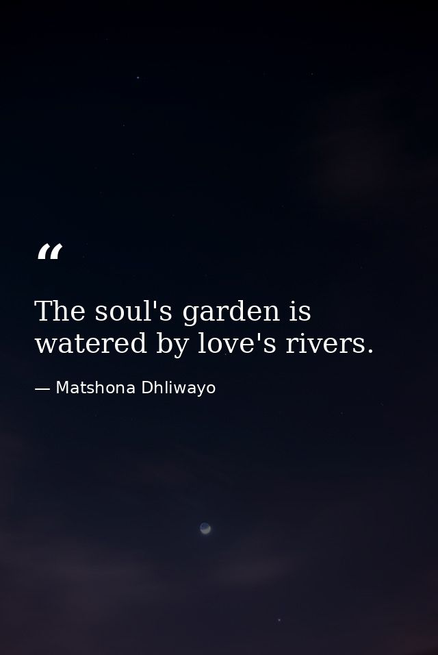 The soul's garden is watered by love's rivers. — Matshona Dhliwayo