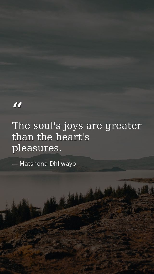 The soul's joys are greater than the heart's pleasures. — Matshona Dhliwayo