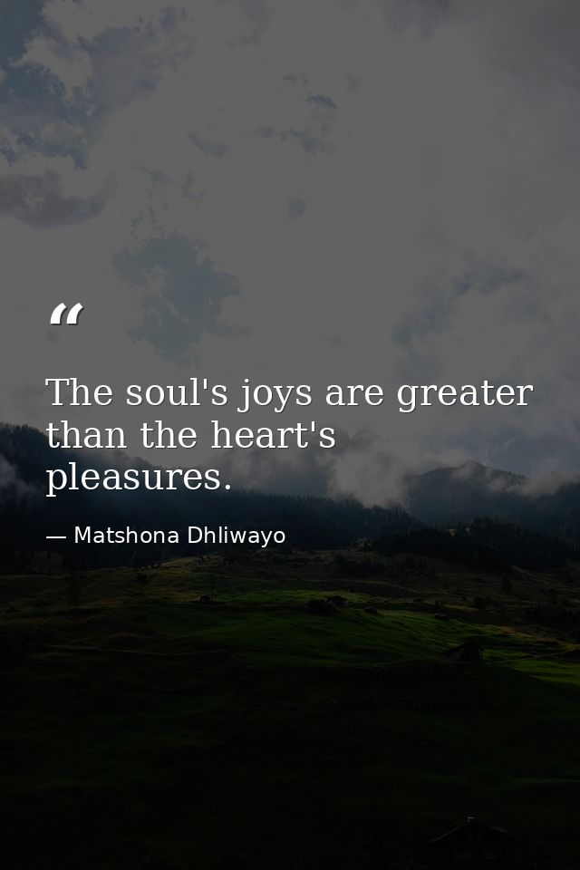 The soul's joys are greater than the heart's pleasures. — Matshona Dhliwayo