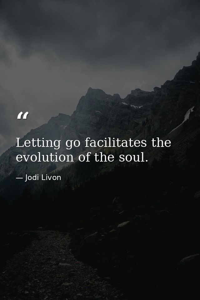 Letting go facilitates the evolution of the soul. — Jodi Livon
