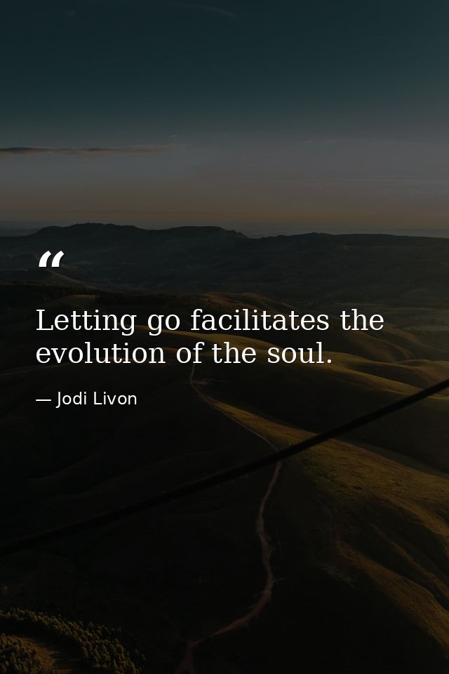 Letting go facilitates the evolution of the soul. — Jodi Livon