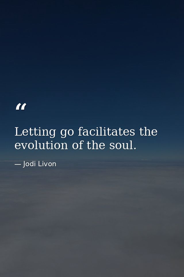 Letting go facilitates the evolution of the soul. — Jodi Livon