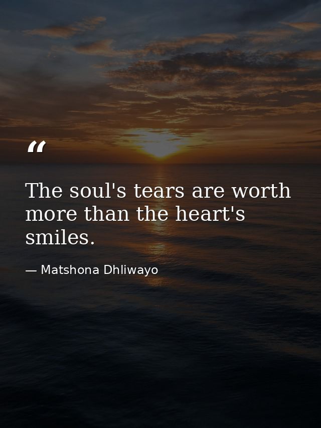 The soul's tears are worth more than the heart's smiles. — Matshona Dhliwayo