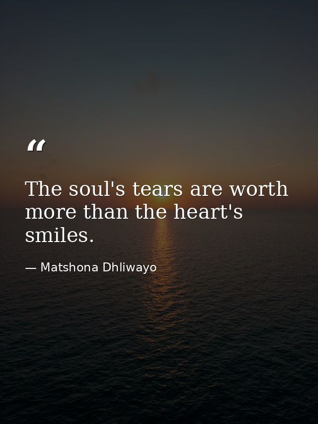 The soul's tears are worth more than the heart's smiles. — Matshona Dhliwayo
