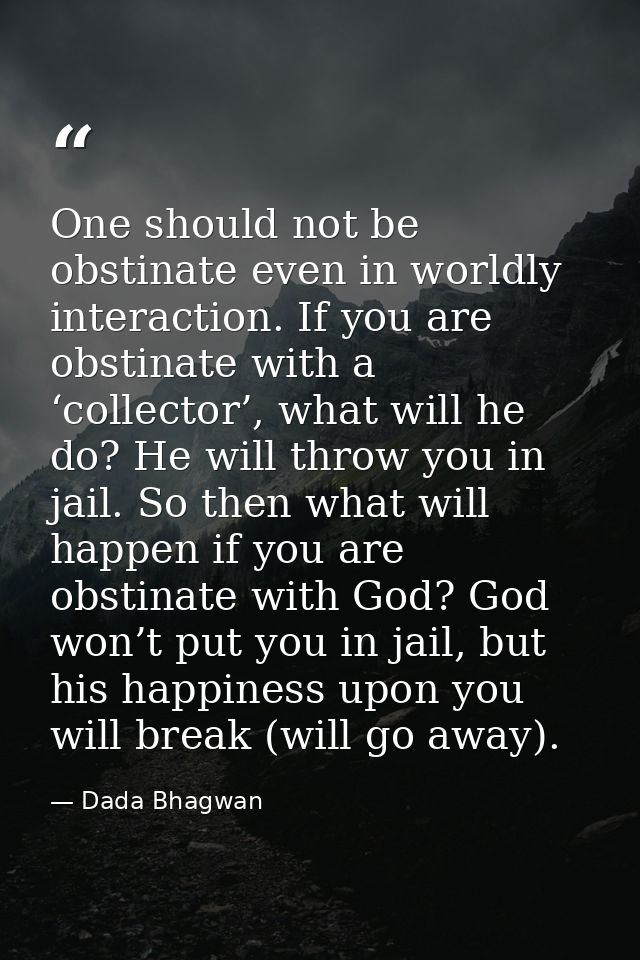 One should not be obstinate even in worldly interaction. If you are obstinate with a ‘collector’, what will he do? He wi — Dada Bhagwan