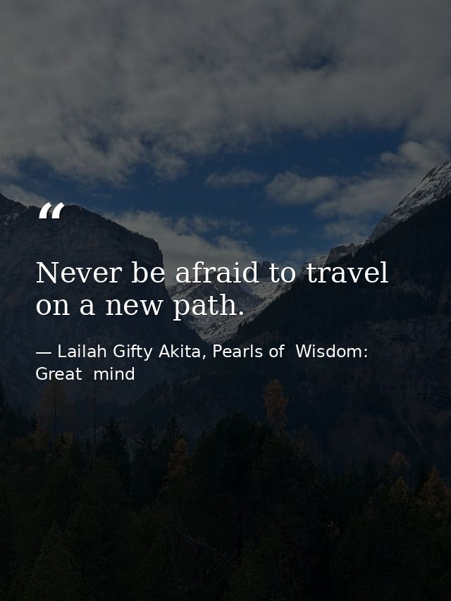 Never be afraid to travel on a new path. — Lailah Gifty Akita, Pearls of  Wisdom: Great  mind