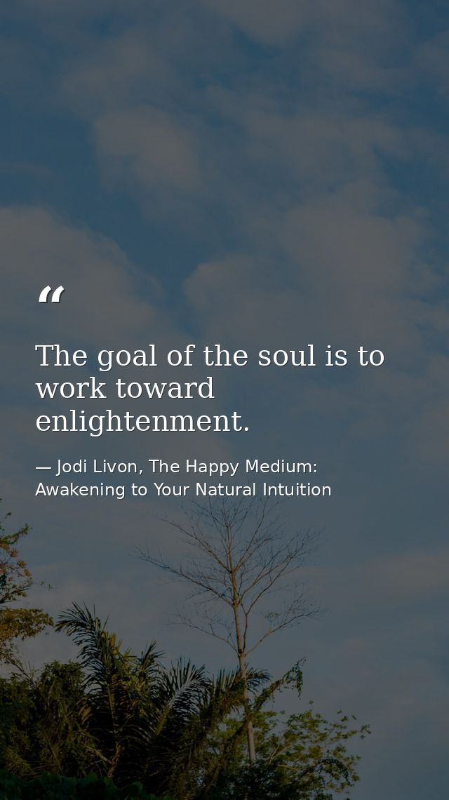 The goal of the soul is to work toward enlightenment. — Jodi Livon, The Happy Medium: Awakening to Your Natural Intuition