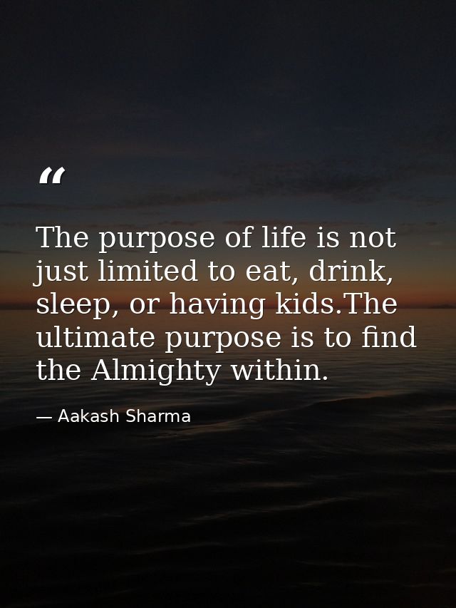 The purpose of life is not just limited to eat, drink, sleep, or having kids.The ultimate purpose is to find the Almight — Aakash Sharma