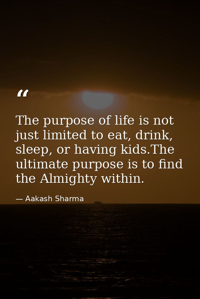 The purpose of life is not just limited to eat, drink, sleep, or having kids.The ultimate purpose is to find the Almight — Aakash Sharma