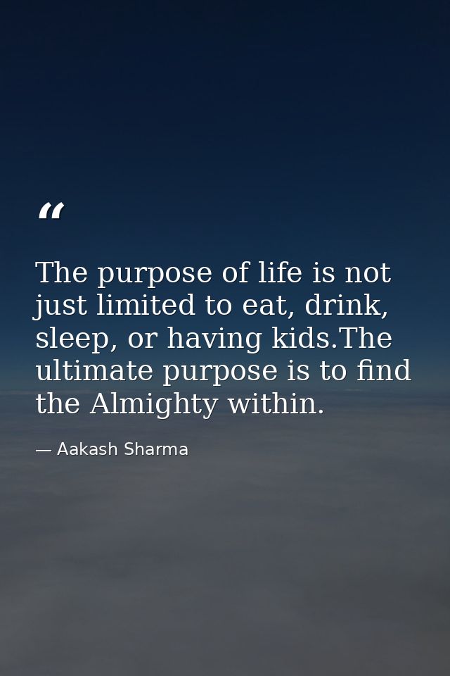 The purpose of life is not just limited to eat, drink, sleep, or having kids.The ultimate purpose is to find the Almight — Aakash Sharma