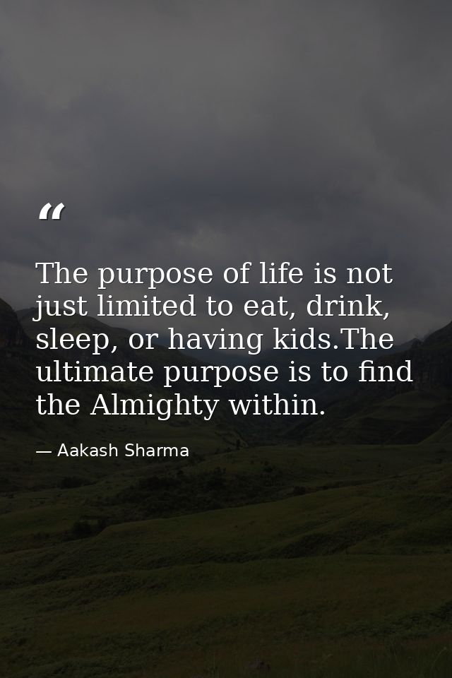 The purpose of life is not just limited to eat, drink, sleep, or having kids.The ultimate purpose is to find the Almight — Aakash Sharma