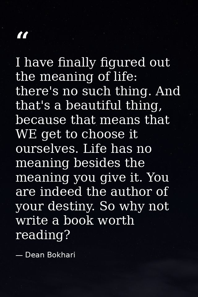 I have finally figured out the meaning of life: there's no such thing. And that's a beautiful thing, because that means  — Dean Bokhari