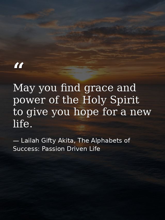 May you find grace and power of the Holy Spirit to give you hope for a new life. — Lailah Gifty Akita, The Alphabets of  Success: Passion Driven Life
