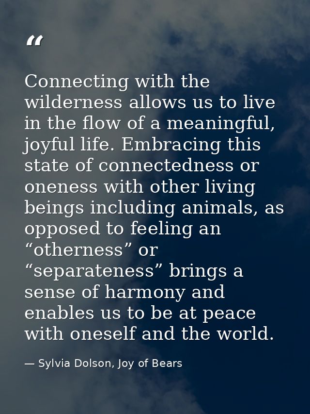 Connecting with the wilderness allows us to live in the flow of a meaningful, joyful life. Embracing this state of conne — Sylvia Dolson, Joy of Bears