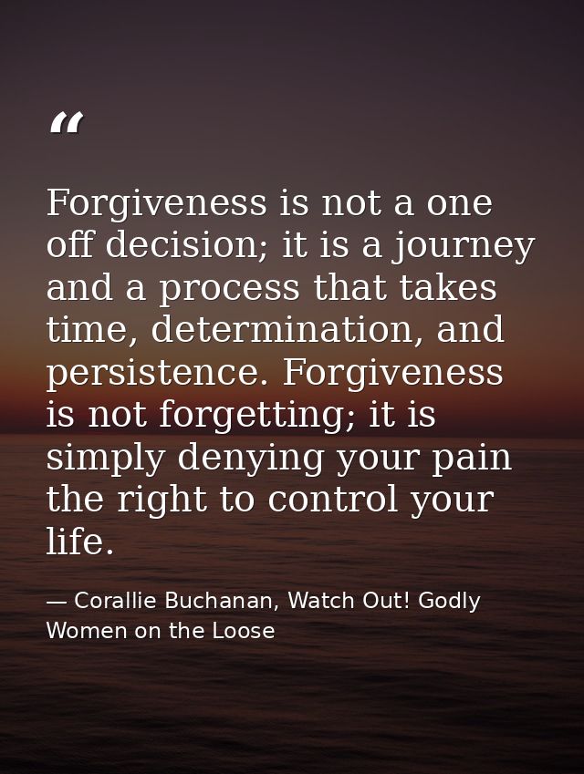 Forgiveness is not a one off decision; it is a journey and a process that takes time, determination, and persistence. Fo — Corallie Buchanan, Watch Out! Godly Women on the Loose