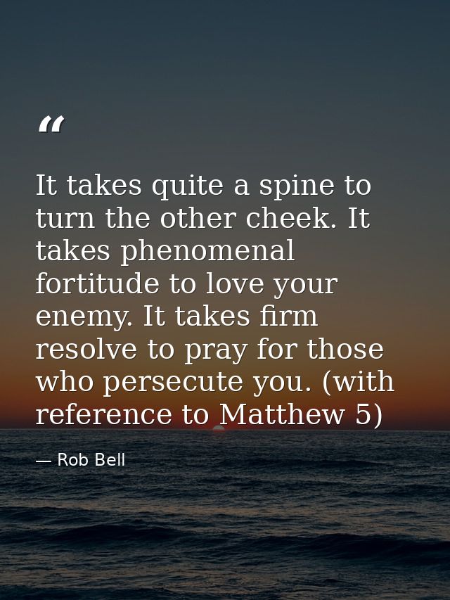 It takes quite a spine to turn the other cheek. It takes phenomenal fortitude to love your enemy. It takes firm resolve  — Rob Bell