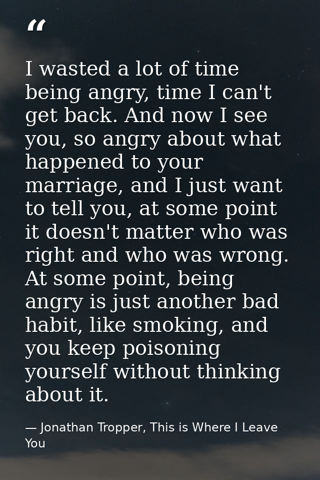 I wasted a lot of time being angry, time I can't get back. And now I see you, so angry about what happened to your marri — Jonathan Tropper, This is Where I Leave You