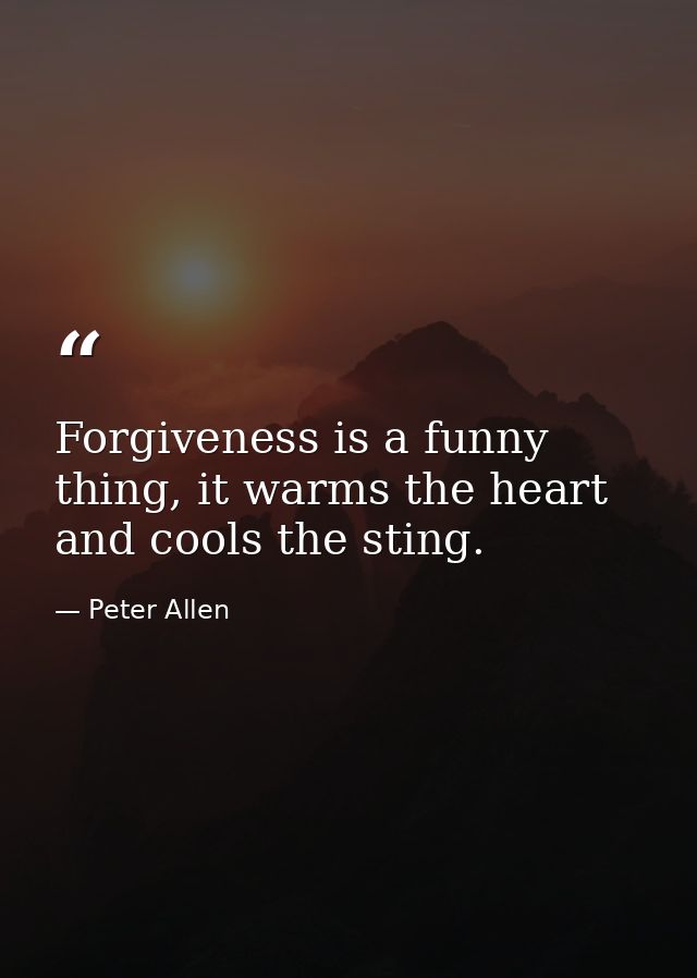 Forgiveness is a funny thing, it warms the heart and cools the sting. — Peter Allen