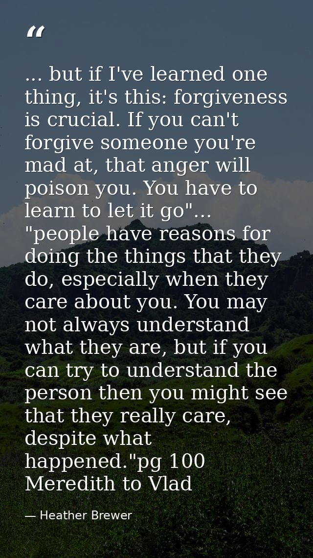 ... but if I've learned one thing, it's this: forgiveness is crucial. If you can't forgive someone you're mad at, that a — Heather Brewer