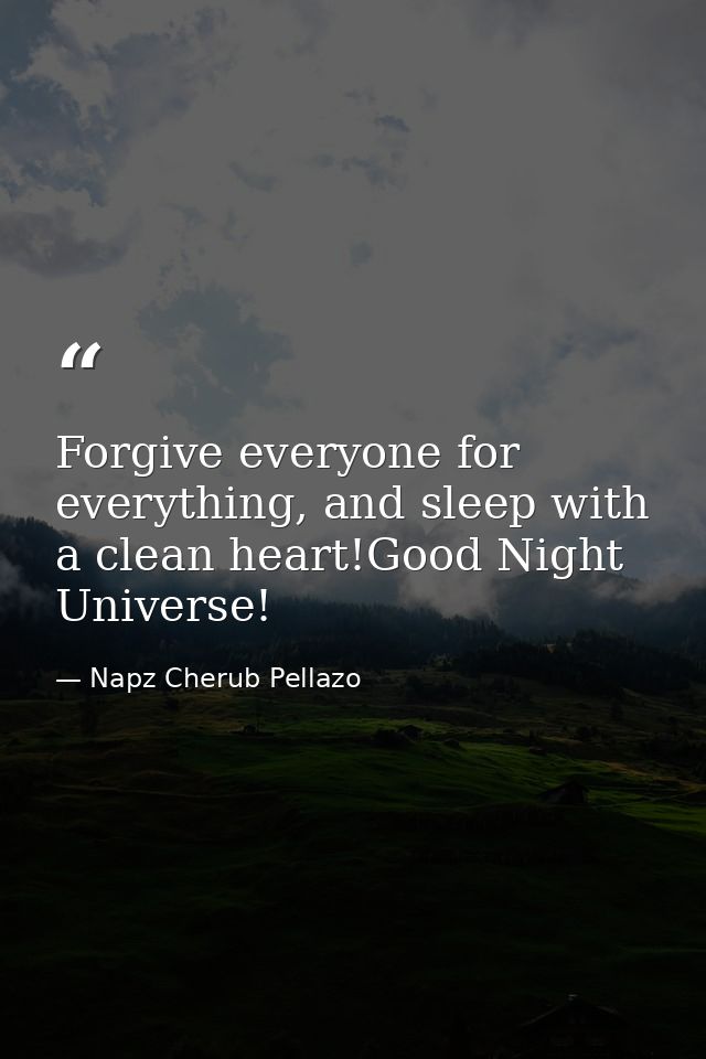 Forgive everyone for everything, and sleep with a clean heart!Good Night Universe! — Napz Cherub Pellazo