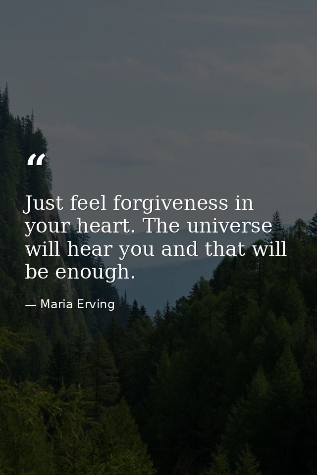 Just feel forgiveness in your heart. The universe will hear you and that will be enough. — Maria Erving