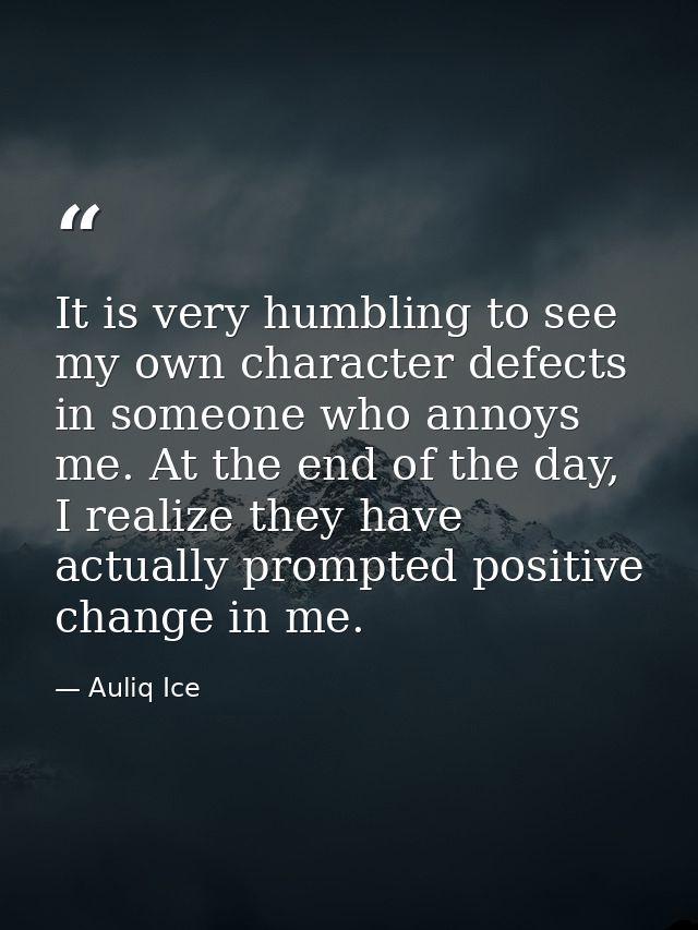 It is very humbling to see my own character defects in someone who annoys me. At the end of the day, I realize they have — Auliq Ice