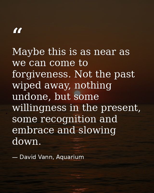 Maybe this is as near as we can come to forgiveness. Not the past wiped away, nothing undone, but some willingness in th — David Vann, Aquarium