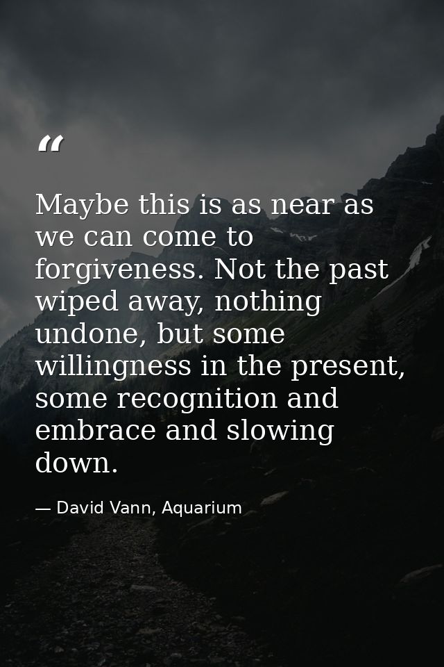 Maybe this is as near as we can come to forgiveness. Not the past wiped away, nothing undone, but some willingness in th — David Vann, Aquarium