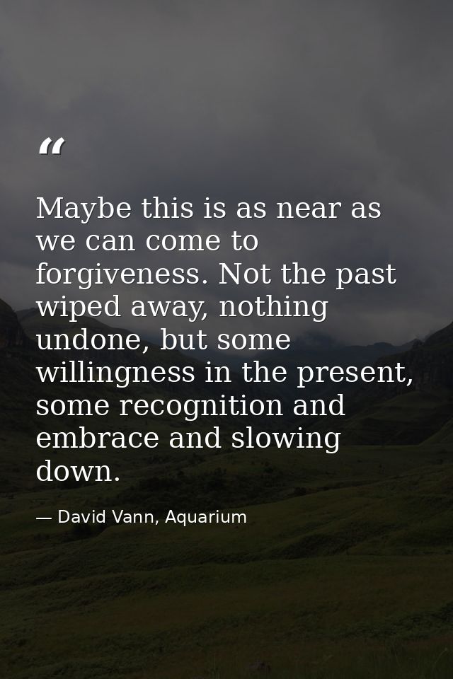 Maybe this is as near as we can come to forgiveness. Not the past wiped away, nothing undone, but some willingness in th — David Vann, Aquarium