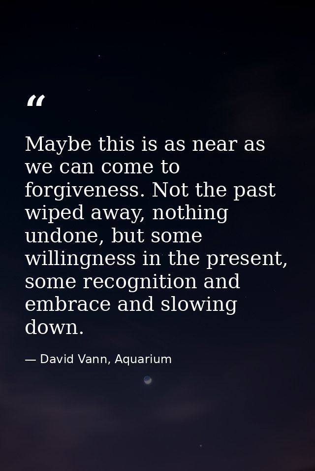 Maybe this is as near as we can come to forgiveness. Not the past wiped away, nothing undone, but some willingness in th — David Vann, Aquarium