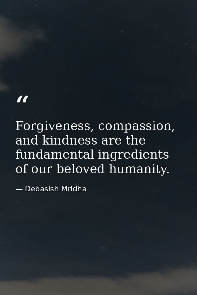 Forgiveness, compassion, and kindness are the fundamental ingredients of our beloved humanity. — Debasish Mridha