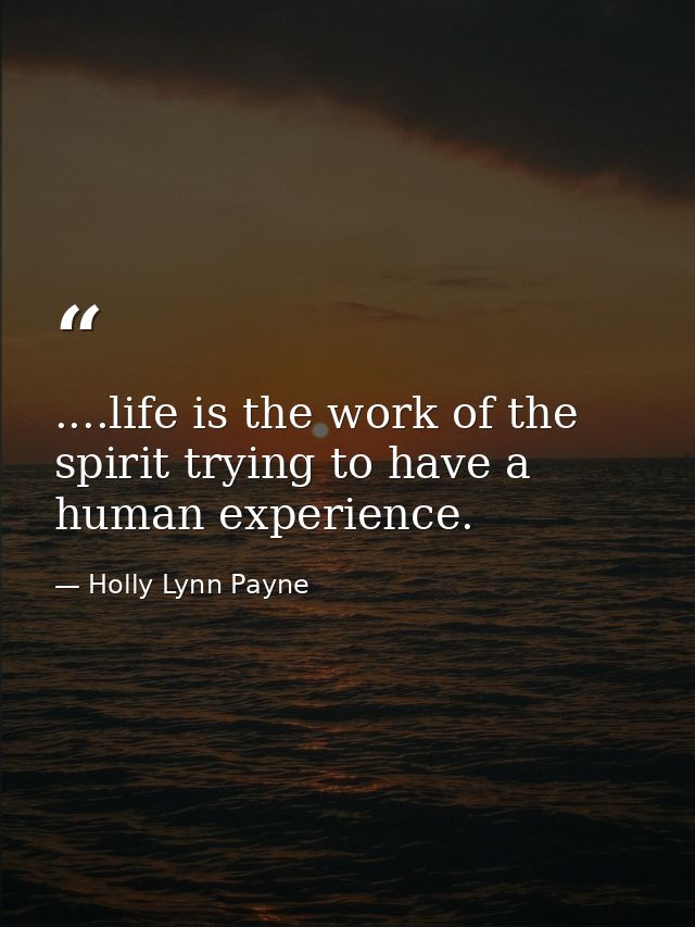 ....life is the work of the spirit trying to have a human experience. — Holly Lynn Payne