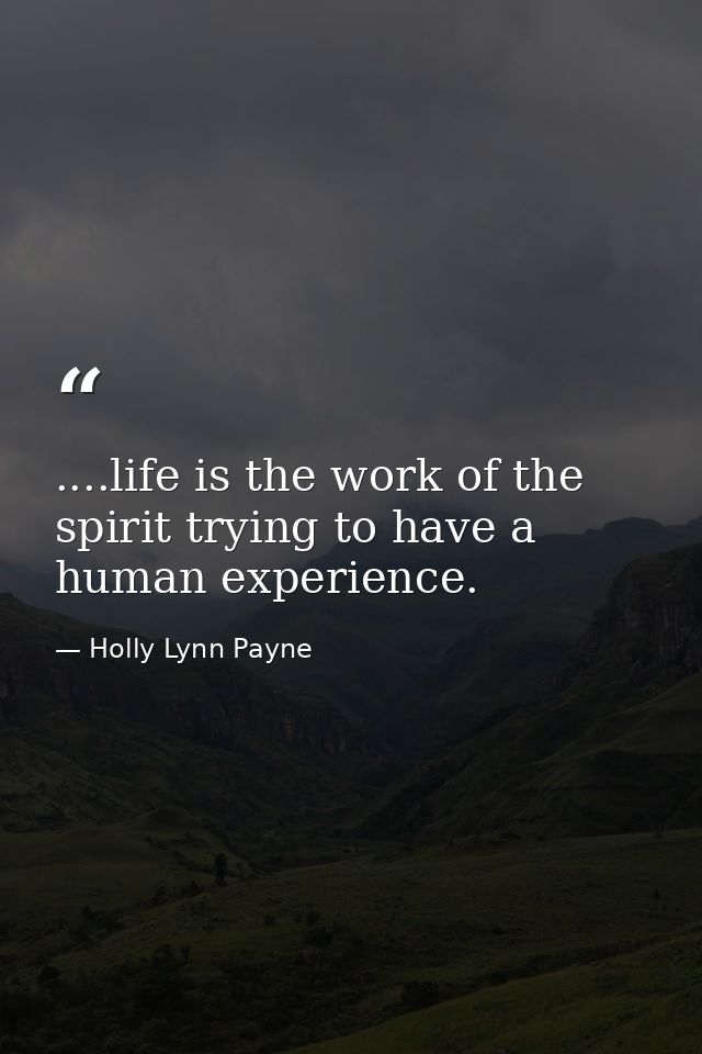 ....life is the work of the spirit trying to have a human experience. — Holly Lynn Payne