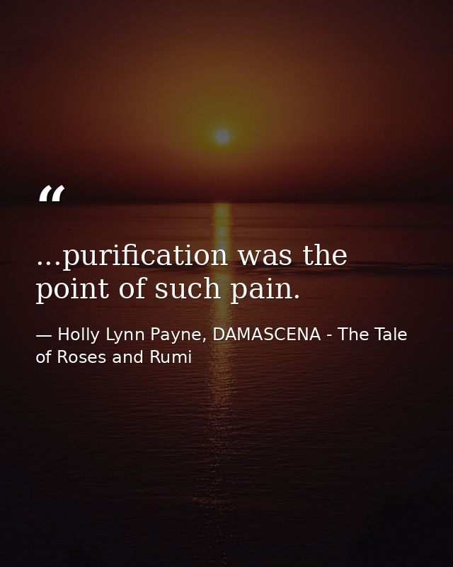...purification was the point of such pain. — Holly Lynn Payne, DAMASCENA - The Tale of Roses and Rumi