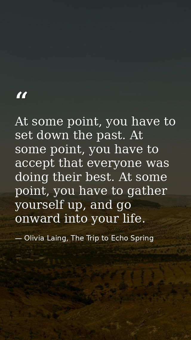 At some point, you have to set down the past. At some point, you have to accept that everyone was doing their best. At s — Olivia Laing, The Trip to Echo Spring
