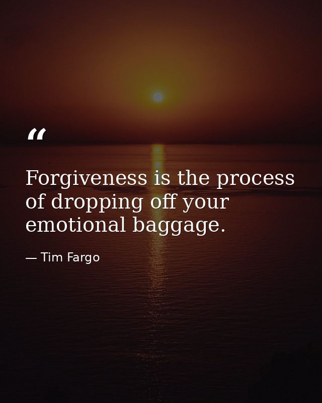 Forgiveness is the process of dropping off your emotional baggage. — Tim Fargo