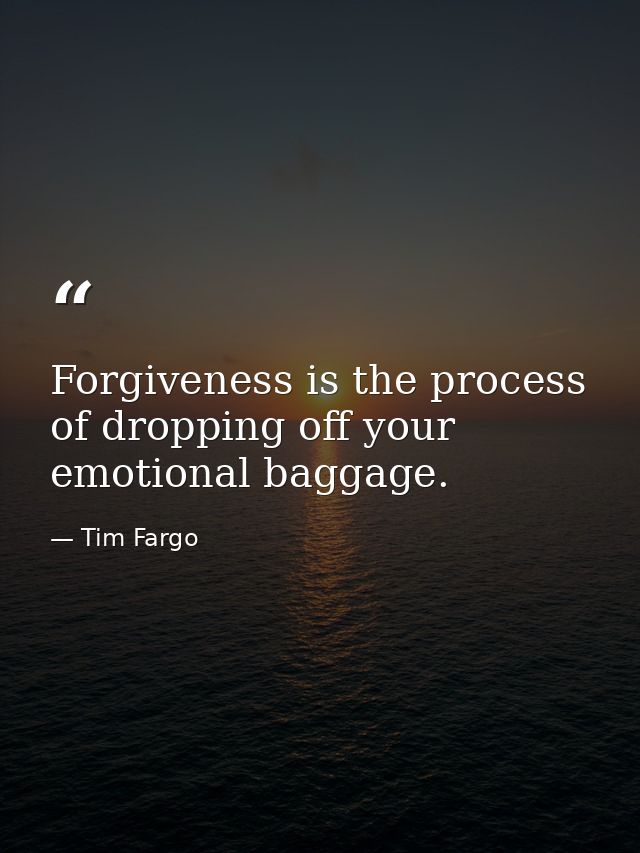Forgiveness is the process of dropping off your emotional baggage. — Tim Fargo