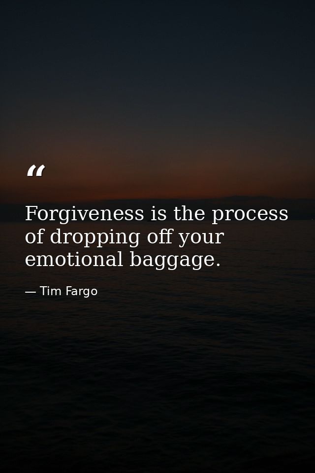 Forgiveness is the process of dropping off your emotional baggage. — Tim Fargo