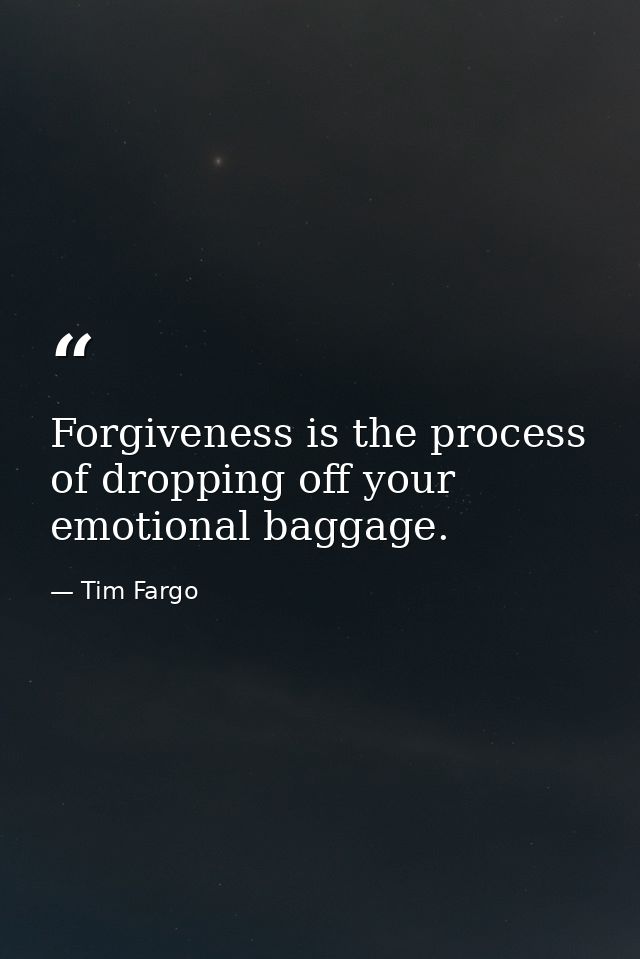 Forgiveness is the process of dropping off your emotional baggage. — Tim Fargo