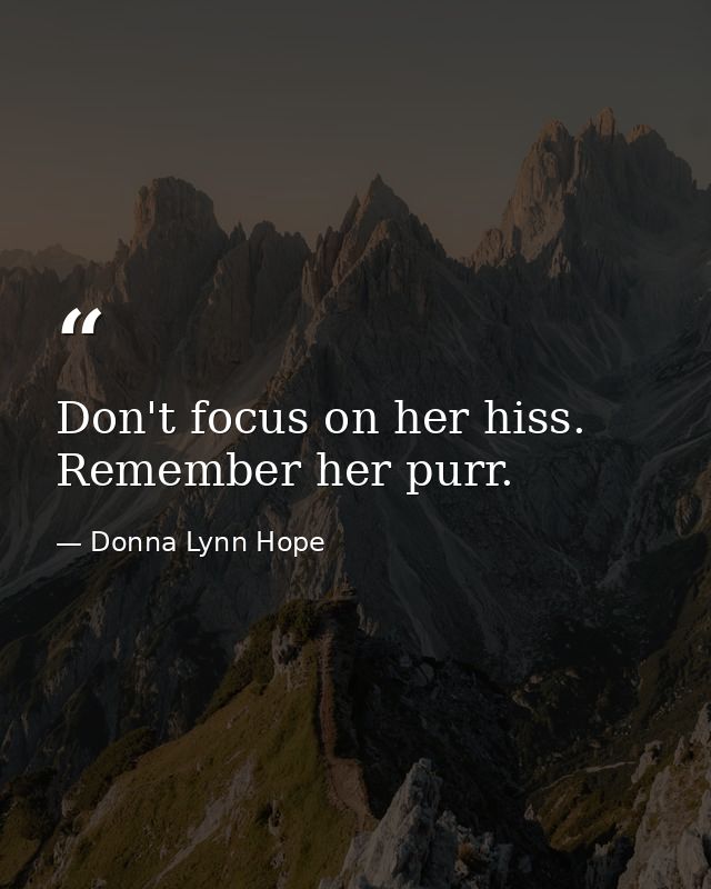 Don't focus on her hiss. Remember her purr. — Donna Lynn Hope