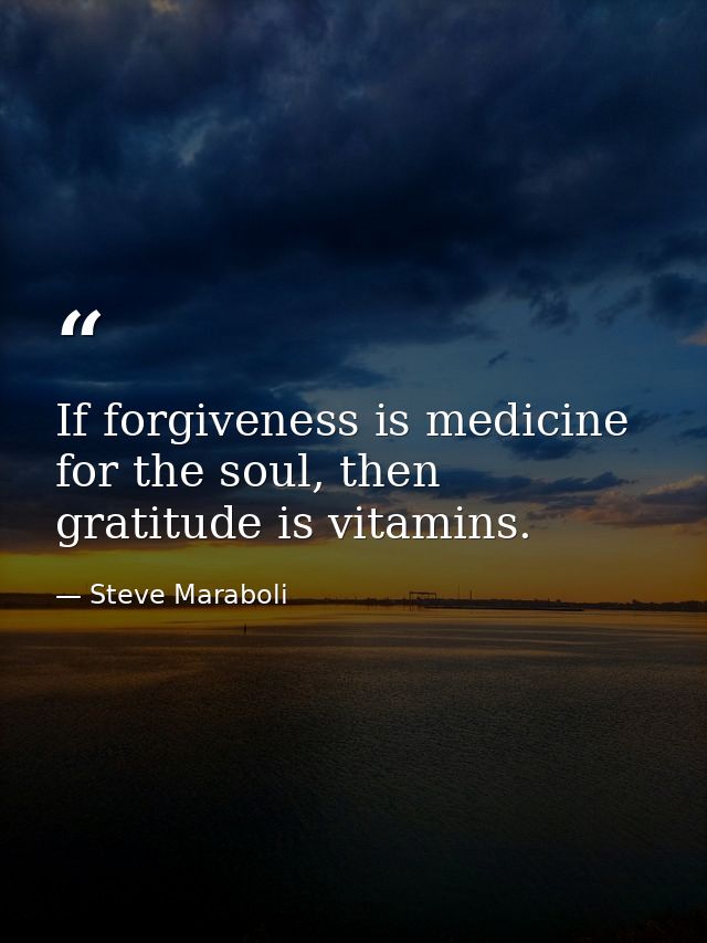 If forgiveness is medicine for the soul, then gratitude is vitamins. — Steve Maraboli