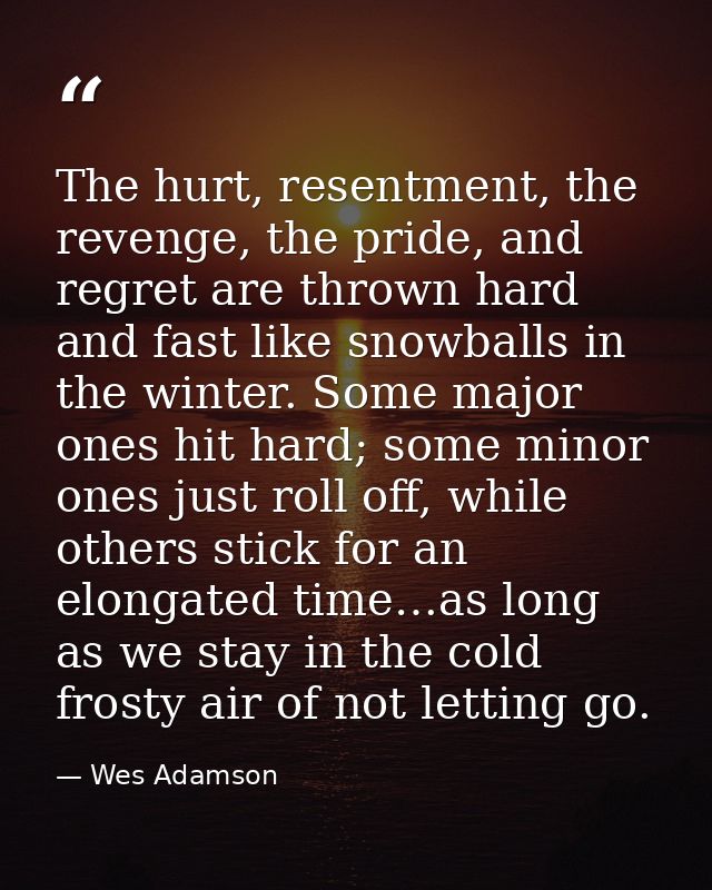 The hurt, resentment, the revenge, the pride, and regret are thrown hard and fast like snowballs in the winter. Some maj — Wes Adamson
