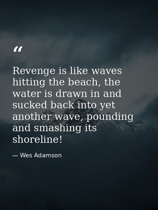 Revenge is like waves hitting the beach, the water is drawn in and sucked back into yet another wave, pounding and smash — Wes Adamson