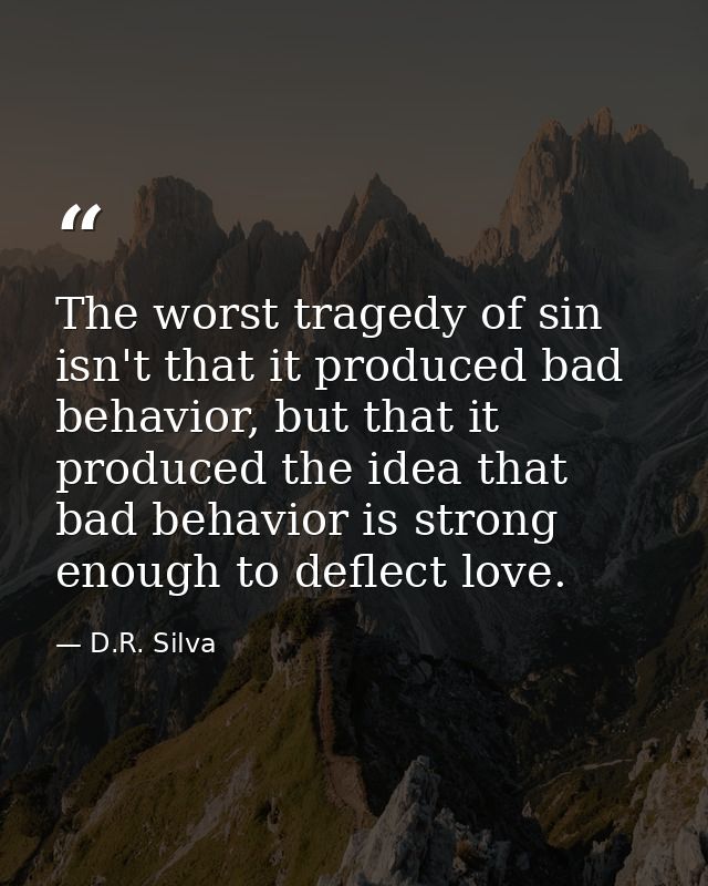The worst tragedy of sin isn't that it produced bad behavior, but that it produced the idea that bad behavior is strong  — D.R. Silva