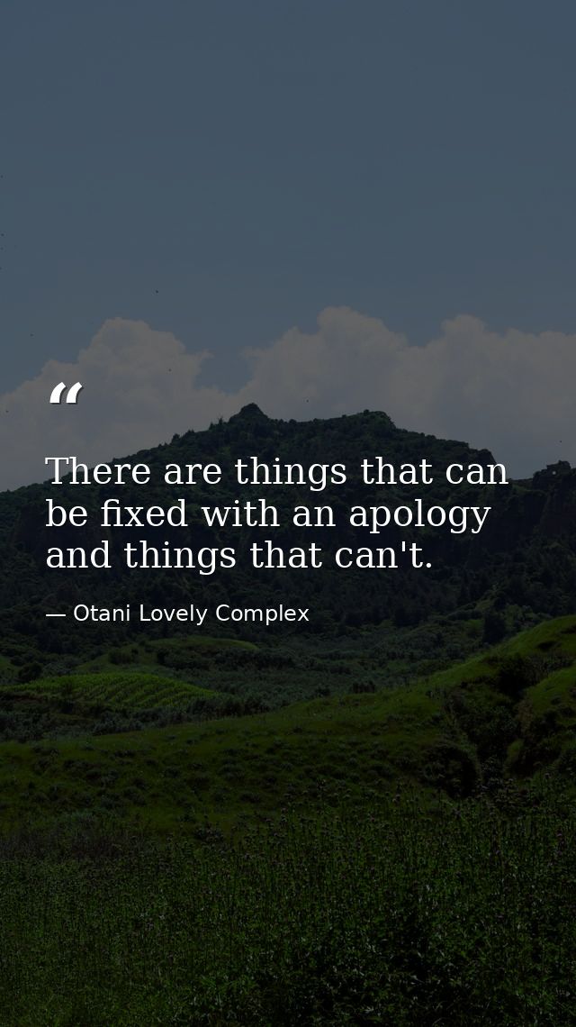 There are things that can be fixed with an apology and things that can't. — Otani Lovely Complex