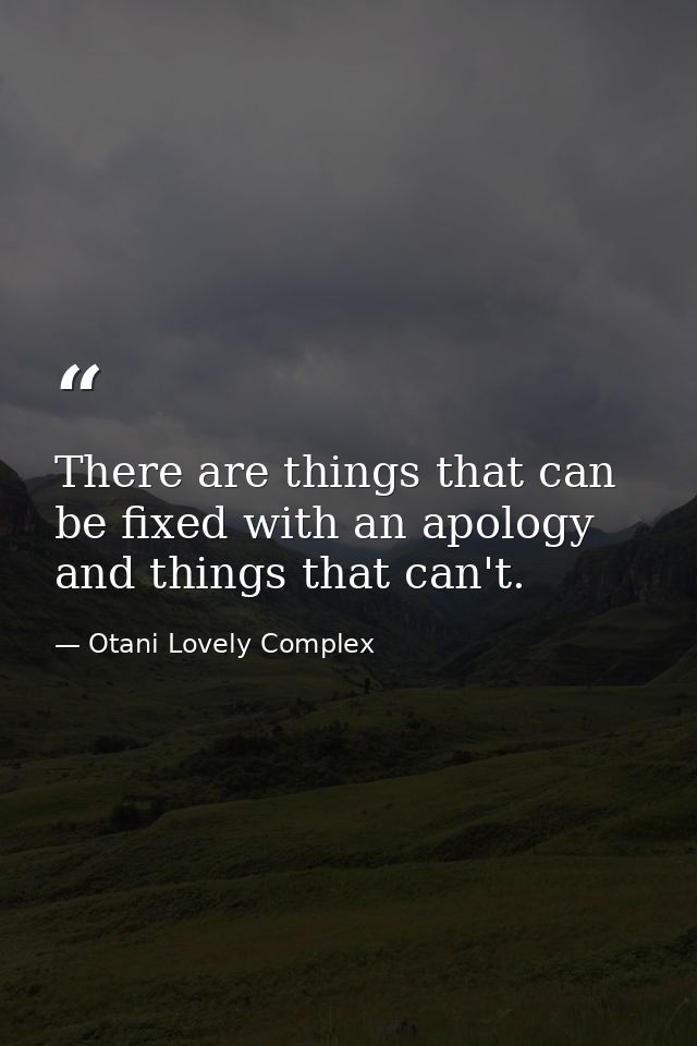 There are things that can be fixed with an apology and things that can't. — Otani Lovely Complex
