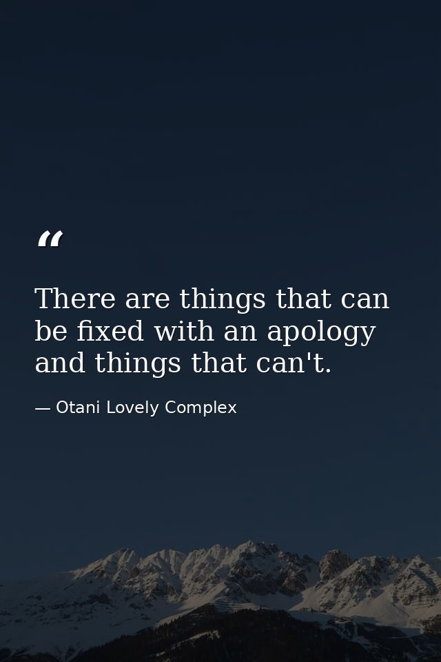 There are things that can be fixed with an apology and things that can't. — Otani Lovely Complex
