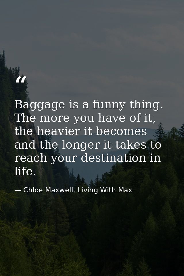 Baggage is a funny thing. The more you have of it, the heavier it becomes and the longer it takes to reach your destinat — Chloe Maxwell, Living With Max