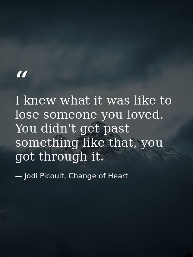 I knew what it was like to lose someone you loved. You didn't get past something like that, you got through it. — Jodi Picoult, Change of Heart