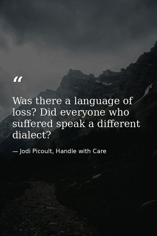 Was there a language of loss? Did everyone who suffered speak a different dialect? — Jodi Picoult, Handle with Care